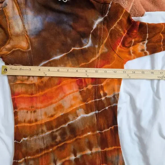 Le Lis Earthy Hippie Festival Boho Tie-Dye Ribbed Front Slits Body Con Midi S/M - Picture 7 of 12